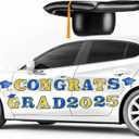 2025 Graduation Car Decorations 23'' Large Inflatable Grad Cap Car Decors Congrats Grad Letters Bulk Class of 2025 PVC Inflatable Cap for Senior High School Collage Prom Party Decors(Blue, Gold)