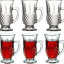 Pasabahce Premium Classic Turkish Tea Cups with Handles, Set of 6, Perfect for Tea Party, Gifts, Housewarming, Weddings, Anniversary, 5.25 Oz