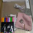 Rechargeable LED Drawing Board for Kids, 13.8 x 10 Dry Erase Board, 4 Modes &7 Colors Glowing Doodle Note Board, Include Hanging Chain, 2 Stands, 8 Markers, Spray Bottle, Cleaning Cloth, Girls Gifts (White)