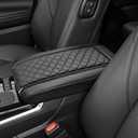 Center Console Armrest Cover Compatible with Toyota Highlander | for Highlander 2025 2024 2023 2022 2021 2020 Accessories, Anti-Scratch PU Leather Arm Rest Lid Protective Pad, Black