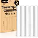 TUXIYA 5 Rolls Thermal Printer Paper 8.5"x11" US Letter Size, BPA free Quick-Dry Thermal Paper,Thermal Printing Paper Rolls Compatible Most Portable Printers(About 130 Sheets)