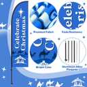 7 ft Celebrate Christmas Feather Flag with Pole Kit Outdoor Christmas Windless Swooper Flag Religious Banner for Outside Church Decoration Holiday Xmas Party Supplies