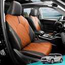 FEINEPRO 1:1 Custom Seat Covers for Toyota Highlander 2020-2025 2026 7 Seaters, Luxury Waterproof Full Set Seat Cover,Faux Leather Cars Interior Covers Protection-BlackBrown