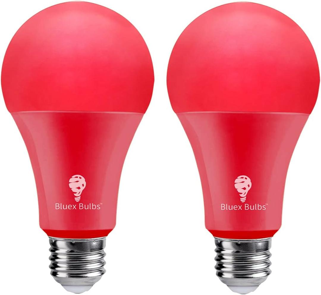 Bluex Bulbs LED A21 Red Light Bulbs - 15W (120W Equivalent), E26 Base, 2 Count, 1200 Lumen - Party Decoration, Porch, Home, Holiday Lighting, Decorative Illumination