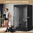 New UpgradeRed Light Sauna Box for Relaxation,Detoxification,Portable Steam Sauna for Home with XL Steamer,16 Levels, 75x 40x40Double DoorsLarger Folding Chair, Gym-Black (Black)
