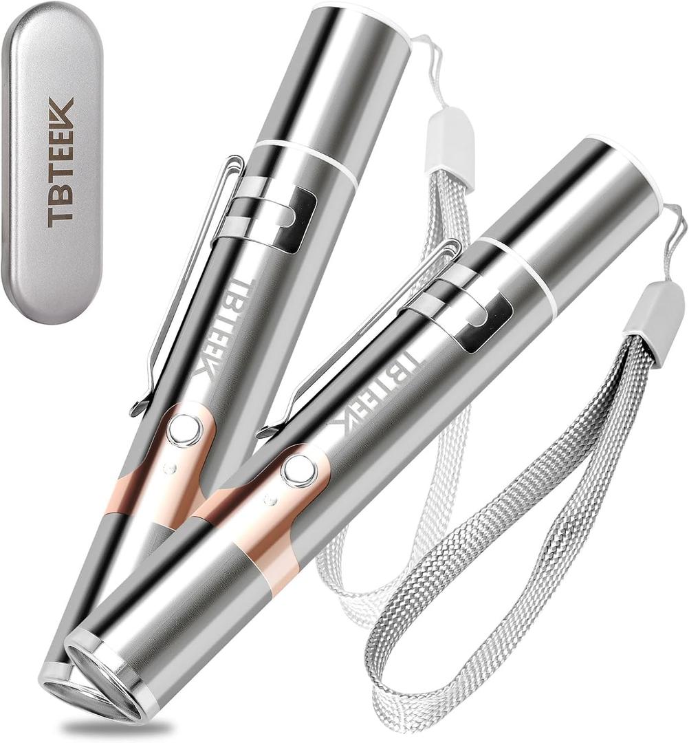 TBTeek Cat Toys, with Metal Case, 2 Pieces, Rechargeable, 7 Adjustable Patterns, Interactive Kitten Pet Dog Chase Toy for Cats Fun Playing Exercise (Silver)