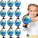Meooeck 12 Pcs World Globe with Stand 4.6 Inch Geographic World Globe Bulk for Kids Students Learning Educational Classroom Desk Table Decoration, Blue