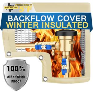 Backflow Preventer Insulation Cover (5F), POROLIR 12"X13" Thicker Pressure Vacuum Breaker Cover, Water Well Pump Sprinkler Valve Cover, Outdoor Faucet Cover for Winter, Khaki