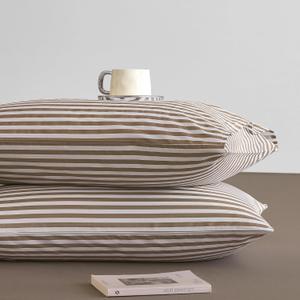 JELLYMONI Cotton Striped Pillowcases Set of 2, Tan, Standard | Soft breathable feel, Envelope closure, 400TC cotton, Machine washable, Gentle on skin