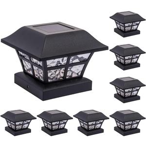 GreenLighting Evolve Black Solar Post Cap Lights - 4x4 Post Caps and Outdoor Post Lights - Waterproof Solar Lights for Fence Posts - Solar Post Lights fit 4x4 5x5 Vinyl/PVC (Black, 8 Pack)