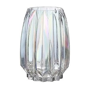 Lucky Bird Colored Glass Vase Modern Ribbed Glass Vase for Flowers, Candles, and Decorative Accents - Tall/ Short Glass Vase for Centerpieces Home Table Decor(Colored H7.87inch)