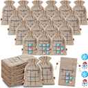 Windyun 100 Set Christmas Tic Tac Toe Game Bulk Xmas Board Game 3.94 x 5.91 Burlap Drawstring Bag Gifts for Games Party(Snowman)
