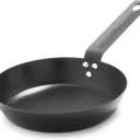 Merten & Storck Pre-Seasoned Carbon Steel 8 Frying Pan Skillet, Use on Induction, Stove and Grill, Durable, Even-Heating, for Searing, Grilling, Oven Use, and Campfire, Indoor/Outdoor (Black)
