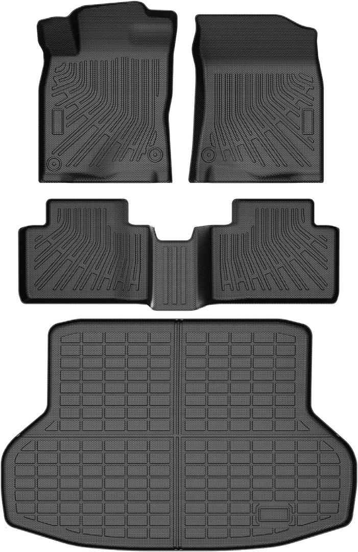 T TGBROS Floor Mats for Honda Civic 2016-2021 All-Weather Full Set Custom Fit TPE Liners Back Seat Protector Cargo Liner Trunk for Civic Accessories 4PCS(Coupe/Sedan/Type R/Insight)