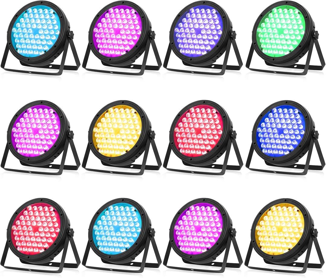 BETOPPER Stage Lighting 120W Par Light RGBW 4-in-1 Stage Lights, DJ Light DMX for Concert and Events,12 Packs