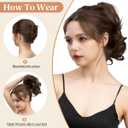 CJL HAIR Claw Clip Short Ponytail Hair Extensions DIY Bendable Metals Messy Bun Hair Piece for Wonen Wavy Curly Synthetic Fake Hairpieces False hair Red Vino