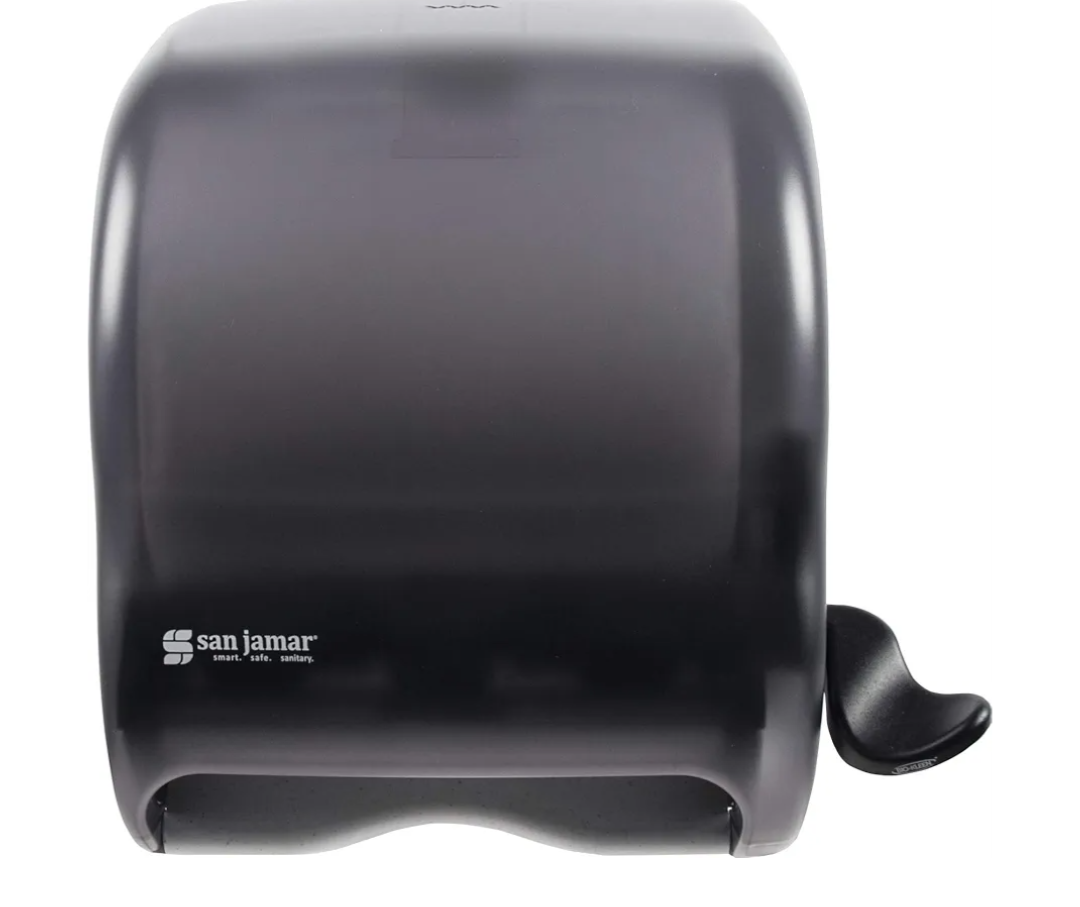 San Jamar Classic Element Paper Towel Dispenser Wall-Mounted Commercial Roll Dispenser, Fits All Core Sizes with Lever for Bathroom, Kitchens, and Restaurants, Plastic, Universal Paper, Black Pearl
