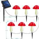 New Upgraded Waterproof Solar Mushroom Lights Outdoor Decor, 8 Modes for Garden Pathway Landscape Yard Easter Pathway Halloween Xmas Decorations, Set of 6 Red
