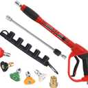 Tool Daily Deluxe Pressure Washer Gun, with Replacement Wand Extension, 5 Nozzle Tips, M22 Fitting, 40 Inch, 5000 PSI