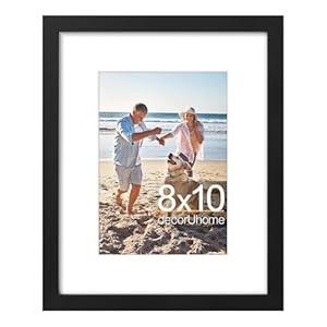 decorUhome 8x10 Picture Frame, Display Pictures 5x7 with Mat or 8x10 without Mat, Wall & Tabletop Display Photo Frame, Black, 1 Pack
