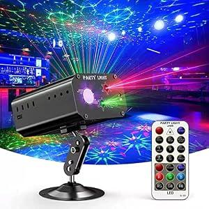 Party Lights Dj Disco Lights, Mini Strobe Stage Light Sound Activated Laser Llights Show Projector with Remote Control for Parties Bar Birthday Holiday Event Live Show Xmas Decorations Lights