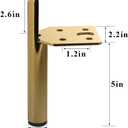 Osring Modern Furniture Legs 5 Inch Metal Furniture Table Leg Gold, Steel Side-Mounted Sofa Cabinet Feet Set of 4, Also for Home Coffee Table Feet DIY Replacement