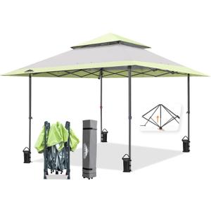 EAGLE PEAK 13x13 Straight Leg Pop Up Canopy Tent Instant Outdoor Canopy Easy Single Person Set up Folding Shelter w/Auto Extending Eaves 169 Square Feet of Shade (Gray)
