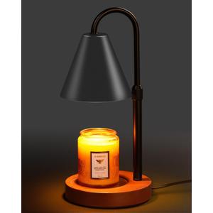 Candle Warmer Lamp With Timer Dimmable, Valentines Day Birthday Gifts for Women Mom, Adiustable Height Modern Candle Warmer Black Candle Lamp for Jar Candle, Home Decor Vintage Wax Warmer with 2 Bulbs