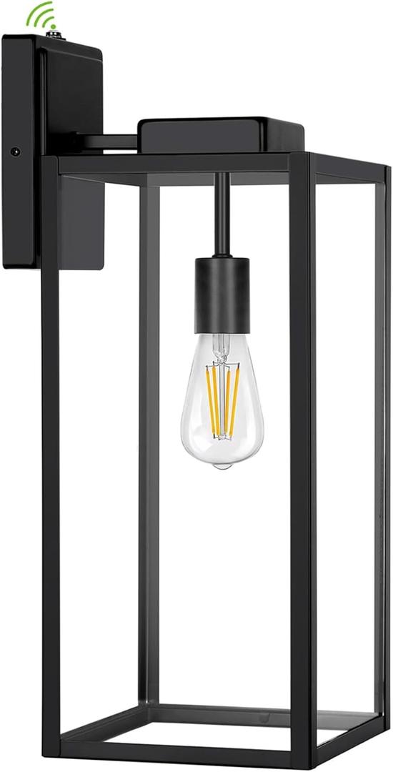 Extra Large Outdoor Wall Lantern, 20 Inch Outdoor Wall Lights, Dusk to Dawn Waterproof Exterior Wall Sconce Light Fixture, Porch Sconces with Glass Shade, Matte Black Wall Lamp with E26 Socket