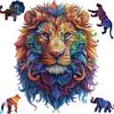 Delobil Wooden Puzzles for Adults, Lion Jigsaw Puzzles 200 Piece, Unique Shape Puzzles for Adults and Kids, Fun Challenging Puzzles Family Game Gift, Medium Size 9.1 x 12 Inches