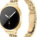 Calina Slim Metal Band for Samsung Galaxy Watch 8 Band 40mm 44mm/Galaxy Watch 8 Classic Band 46mm Women, Stainless Steel Thin Dressy Replacement Bracelet Strap for Samsung Watch 8 Bands, Gold