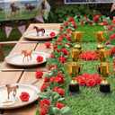 R HORSE Derby Horse Party Centerpiece - 44Pcs Derby Party Decorations for Table with Artificial Grass Table Runner Roses Garland Horseshoe Mini Horses and Trophy for Horse Racing Supplies Table Decor