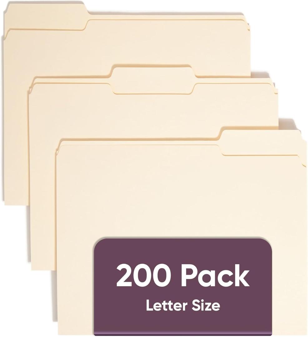 Smead File Folders Letter Sized, 1/3-Cut Tab, Assorted Positions, Letter Size Manila Folders, 200 Per Box