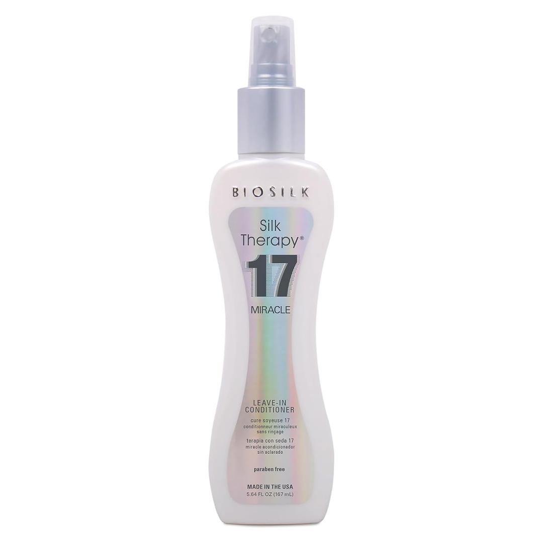 BioSilk Silk Therapy Miracle 17,Leave-In Conditioner for Dry & Damaged Hair,Reconstructs,Repairs & Hydrates, Adds Shine,Controls Frizz & Defines Curls, Sulfate-Free, Paraben-Free, Cruelty-Free,5.64 Oz