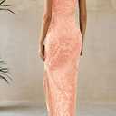 BTFBM Women's Summer Maxi Tube Dress Strapless Side Slit Long Floral Bodycon Dress Elegant Party Cocktail Dresses (XXL)