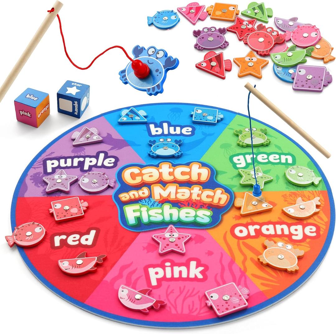 Coogam Montessori Toy for Toddlers, Fine Motor Skill Wooden Magnetic Fishing Game for Year Old Kids, Color and Shape Sorter for Age 3 4 5 Girls Boys Preschool Educational Gift Coogam Montessori Toy for Toddlers, Fine Motor Skill Wooden Magnetic Fishing Game for Year Old Kids, Color and Shape Sorter for Age 3 4 5 Girls Boys Preschool Educational Gift