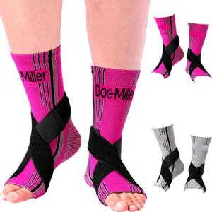 Doc Miller Ankle Brace Compression Sleeve - 1 Pair Men Women - Adjustable Stabilizers Elastic Support for Sprained Foot Joint Pain Achilles Tendonitis Volleyball Basketball Sports (Large, Pink)
