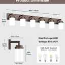 LKHF Bathroom Light Fixtures, Oil Rubbed Bronze Bathroom Lighting Fixtures Over Mirror, Modern Vanity Light with White Glass Shade, Restroom Lighting Fixtures, 6-Light 46-inch