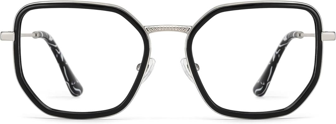 Zeelool Glasses Frames for Women Geometric Blue Light Glasses Fashion Lightweight Designer Eyeglasses Anti UV Levi (Black)