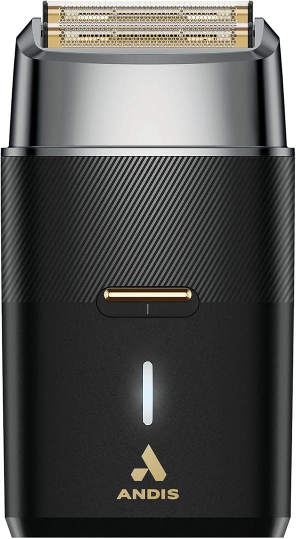 Andis 563616 Pro Foil Plus II Cordless Shaver, Gold Titanium Foils, Lithium Ion Battery, Includes USB-C Charging Stand, Black