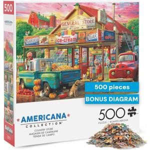 Buffalo Games - 500 piece Jigsaw Puzzle - Americana Collection , Country Store - Challenging Fall and Autum Puzzles for Adults