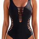 Aqua Eve Women Sexy One Piece Swimsuits Plunge Deep V Neck Cutout Bathing Suits, Size: 18W