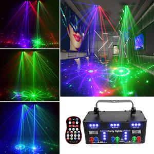 Proffessional DJ Lights for Party, 21 Lens RGB UV Disco Strobe Stage Lighting Indoor Support DMX 512 Sound Activated with Remote Control Club Light for Home Parties Birthday, Christmas