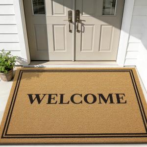 OLANLY Front Door Mat 71x47, Low Profile Doormat (Welcome)