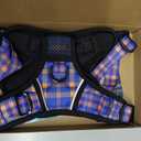 PoyPet No Pull Dog Harness, Reflective Adjustable No Choke Pet Vest with Front & Back 2 Leash Attachments, Soft Control Training Handle for Small Medium Large Dogs(Checkered Blue & Orange,M)