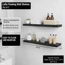 Lufia Floating Wall Shelves, Set of 2, MDF with Invisible Brackets, Modern Storage for Bedroom, Bathroom, Living Room, Kitchen (Black, 28" W x 7" D x 1.5" H​)