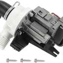 [Upgraded]W10536347 Washer Drain Pump Assembly, Exact for Whirl.pool Cabrio, Ken.more Oasis, May.tag Bravos model washing machines|3 Screws|Replace W10217134 AP5650269 W10281682 by TOMOON