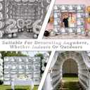 2 x Metallic Silver Square Foil Balloons Wall Backdrop Chrome Silver Balloon Tunnel Garland Arch Kit for New Year Birthday Anniversary Bachelorette Engagement Bridal Shower Disco Party Decorations (20 PCS)