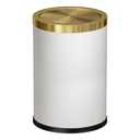 2.4 Gallon Bathroom Trash Can with Lid, Pu Leather Modern Garbage Can, Round Decorative Waste Basket, for Near Desk, Powder, Bedroom, Hotel, Office, Home (9L-Checked White)