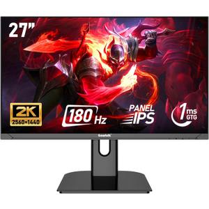 Gawfolk 27 inch 2K QHD(2560×1440) PC Screen, 180Hz Gaming Monitor, 1ms Without Bezel, FreeSync,100% sRGB, 178° Wide Viewing Angle, HDMI2.0 & DisplayPort 1.4, 75 * 75MM Wall Mount Compatible- Black